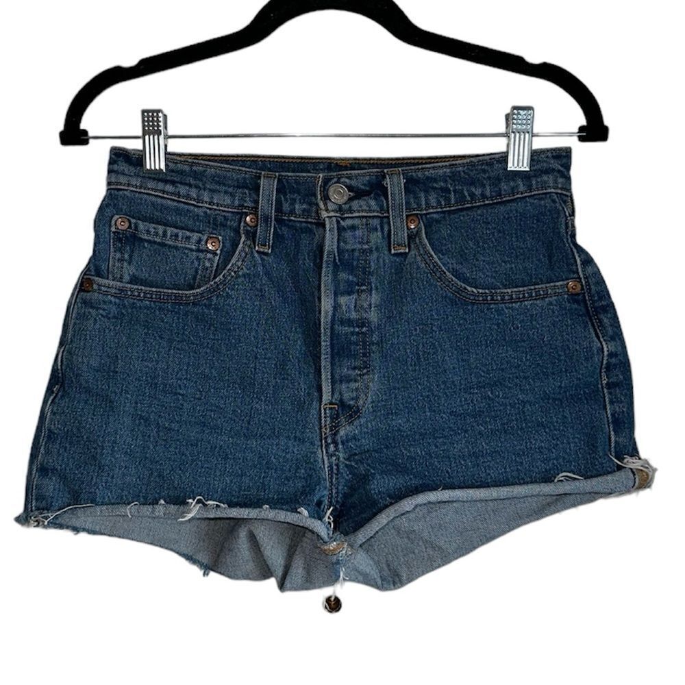 Levi’s 501 denim jeans short cut off size w26 26 dark blue‎